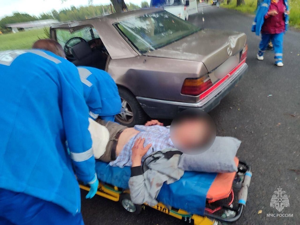 Сотрудники МЧС спасли водителя, врезавшегося на автомобиле в дерево
